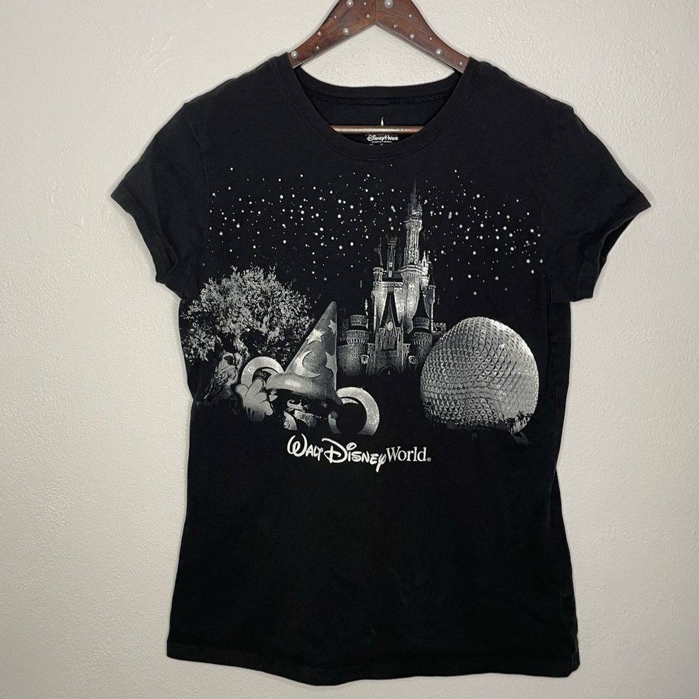Disney World Black Fantasia Epcot Magic Kingdom Graphic 100% Cotton Tee Sz 2x